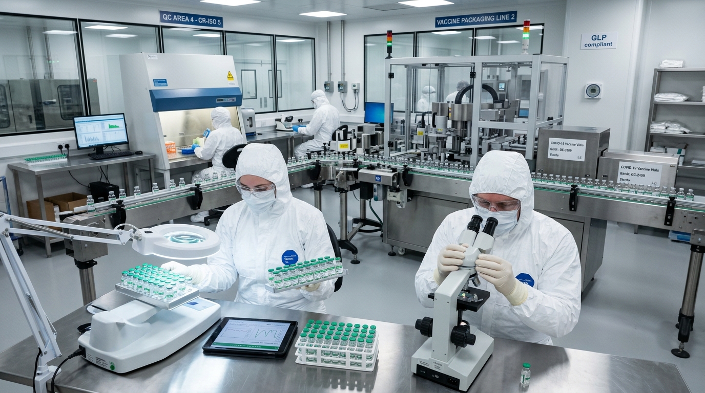 GxP cleanroom sterility & vaccine lot verification.